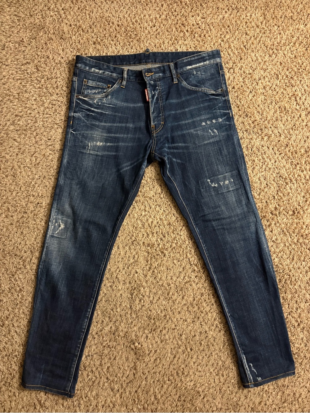 DSQUARED2 Men's Dark Blue Slim Distressed Jeans